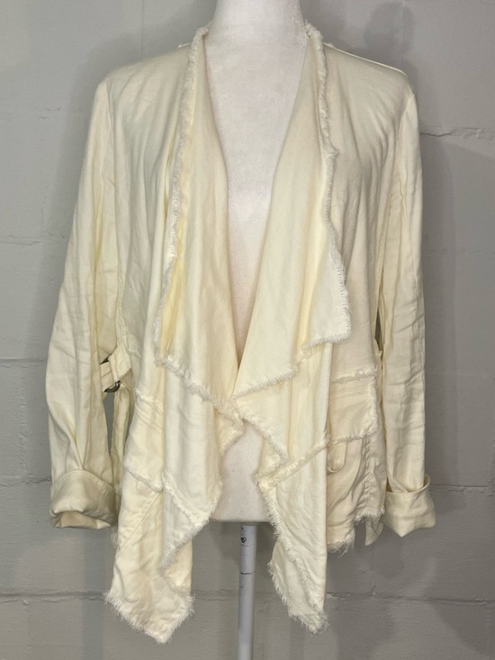 Free People Jackets & Blazers - Free People Cream Frayed Open-Front Jacket